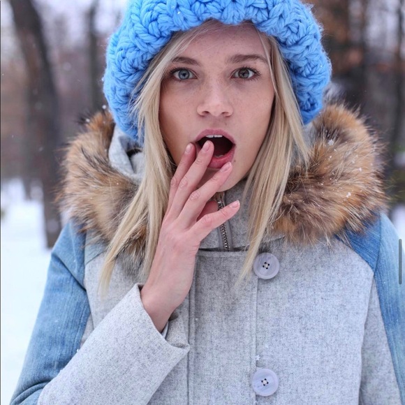 Denim and wool women puffer jacket -S size- snow jacket - Picture 5 of 12